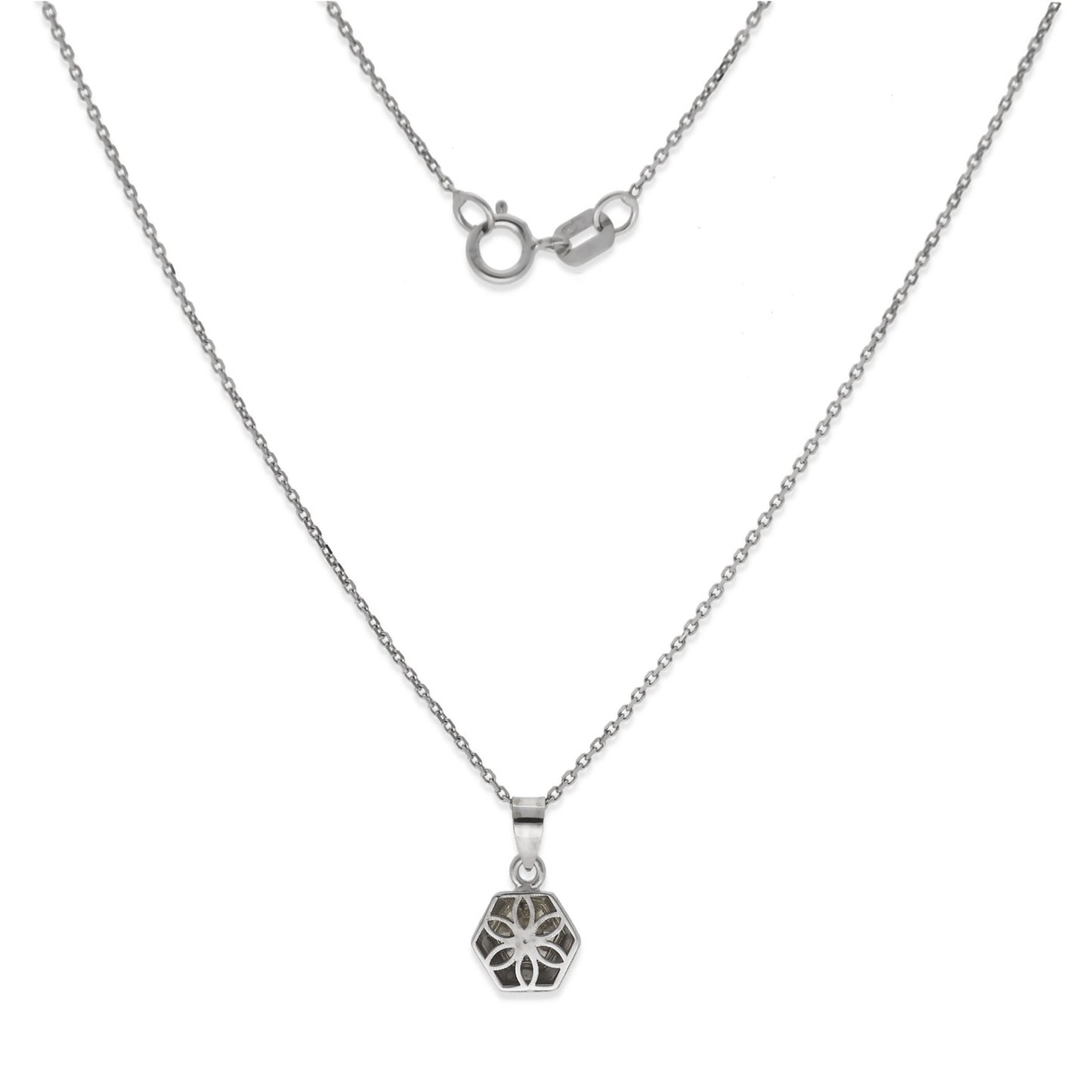 Collar con Colgante de Oro Blanco 18k y Diamante modelo Mara
