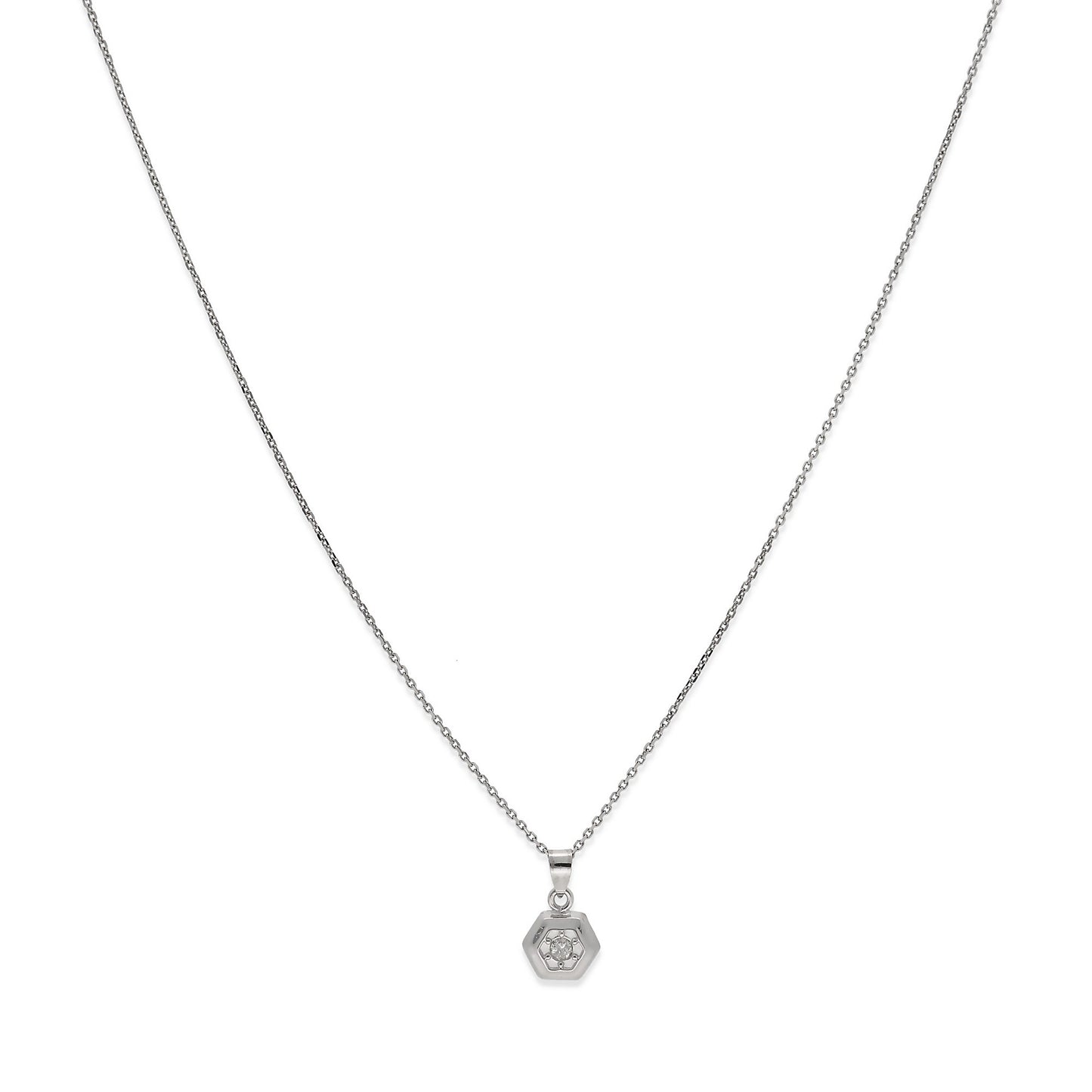 Collar con Colgante de Oro Blanco 18k y Diamante modelo Mara