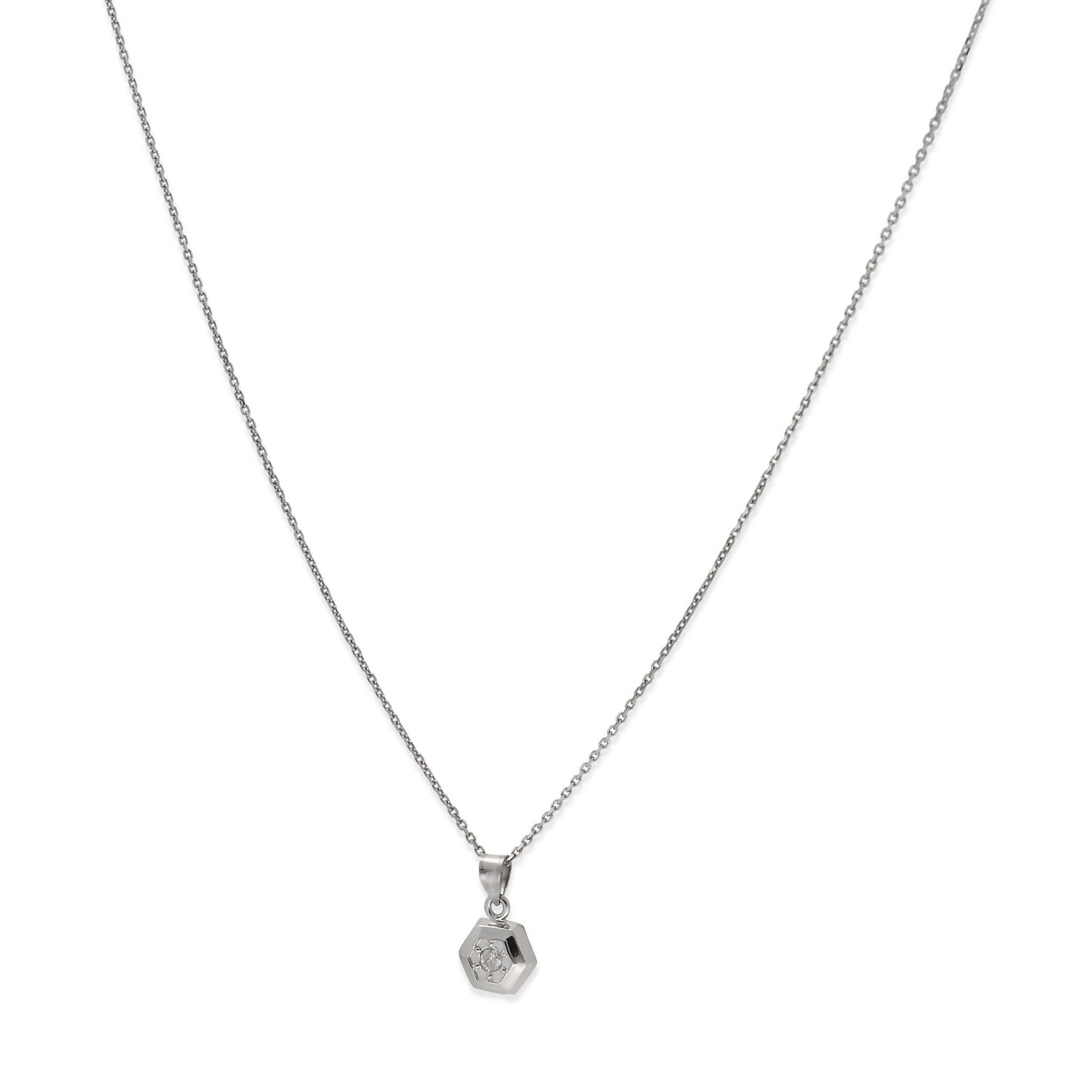 Collar con Colgante de Oro Blanco 18k y Diamante modelo Mara