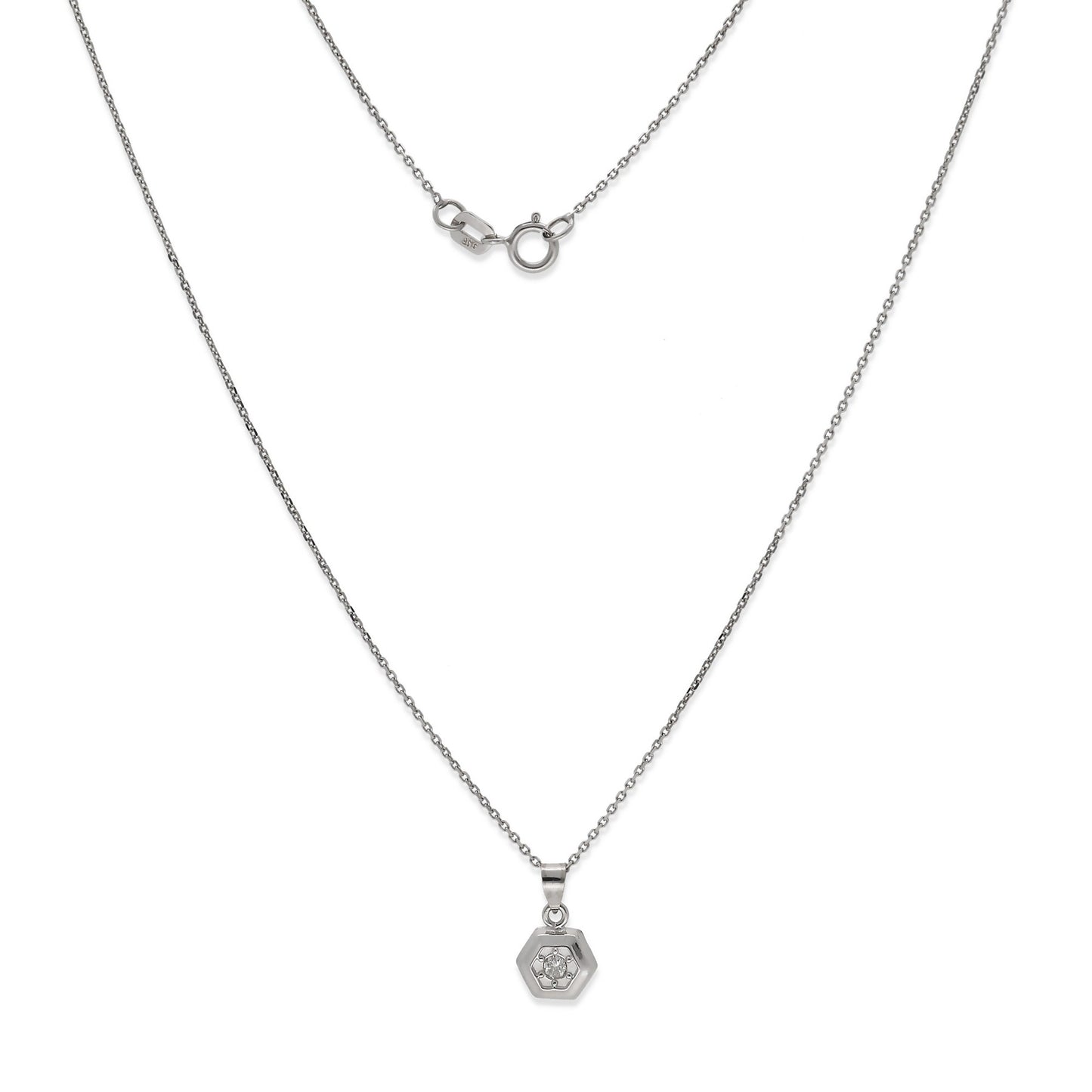 Collar con Colgante de Oro Blanco 18k y Diamante modelo Mara