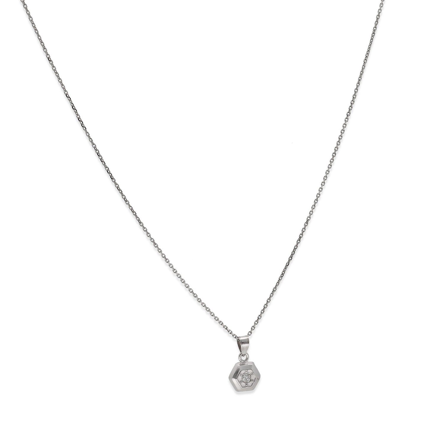 Collar con Colgante de Oro Blanco 18k y Diamante modelo Mara