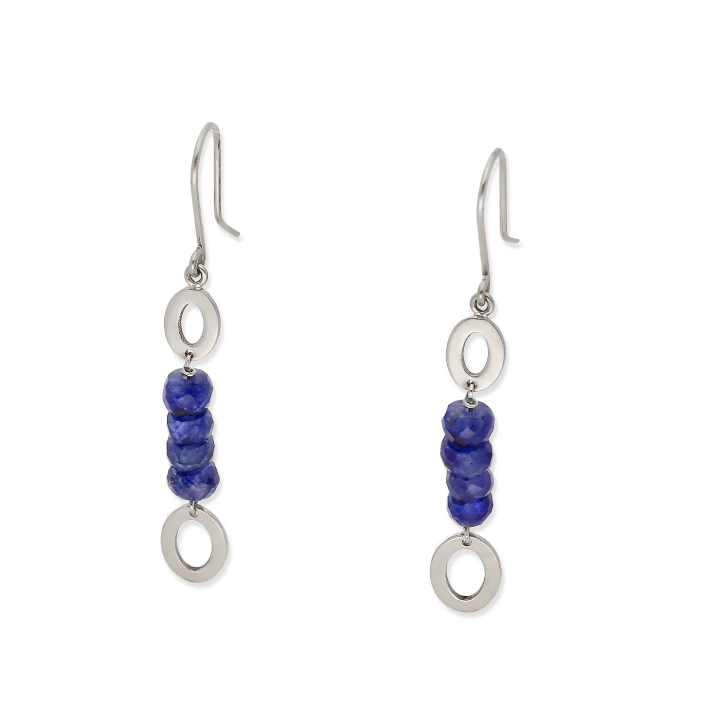 Pendientes Elora de Oro Blanco 18k y Tanzanitas