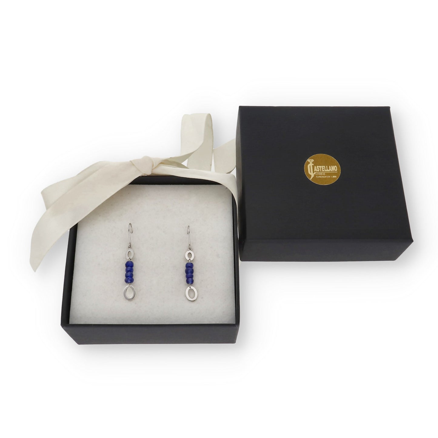 Pendientes Elora de Oro Blanco 18k y Tanzanitas
