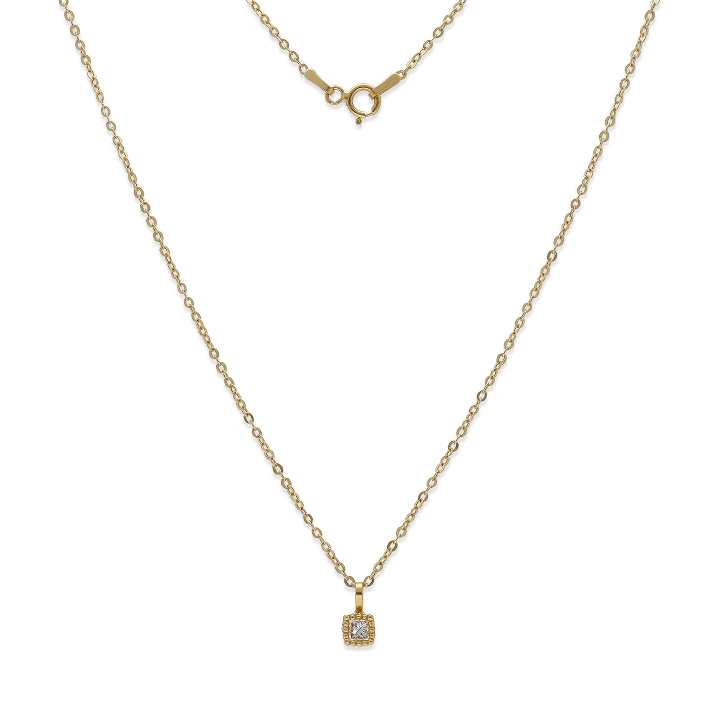 Collar con Colgante de Oro 18k y Diamante Central Modelo Firenze