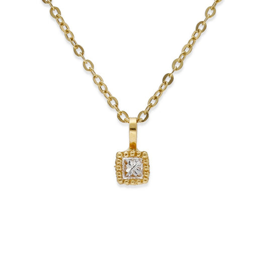 Collar con Colgante de Oro 18k y Diamante Central Modelo Firenze