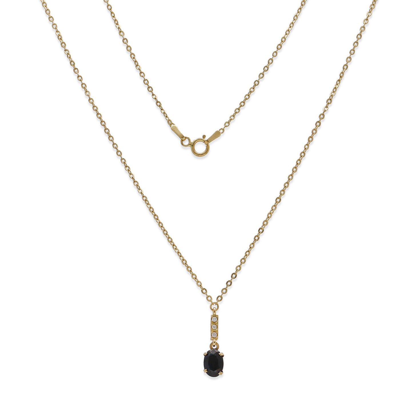 Collar con Colgante en Oro 18k con Diamantes y Zafiro Modelo Rosemarie