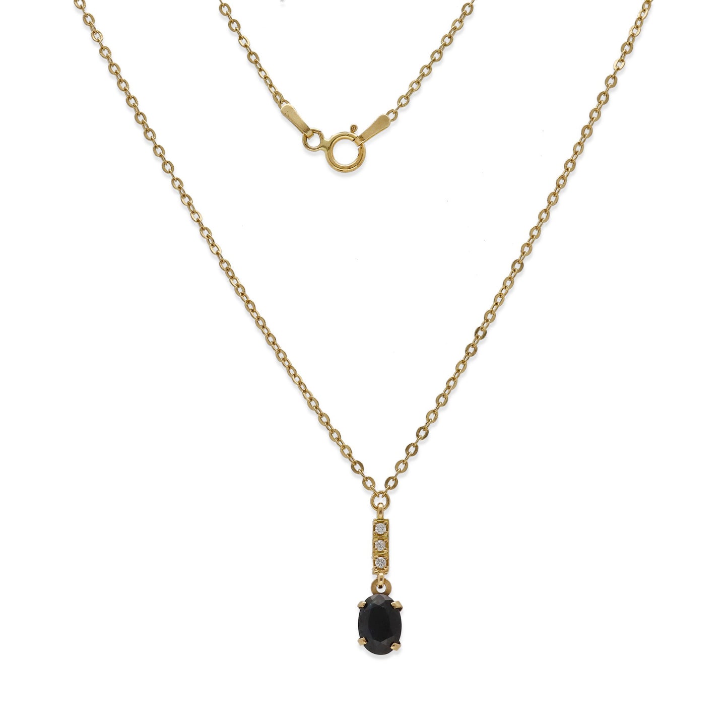 Collar con Colgante en Oro 18k con Diamantes y Zafiro Modelo Rosemarie