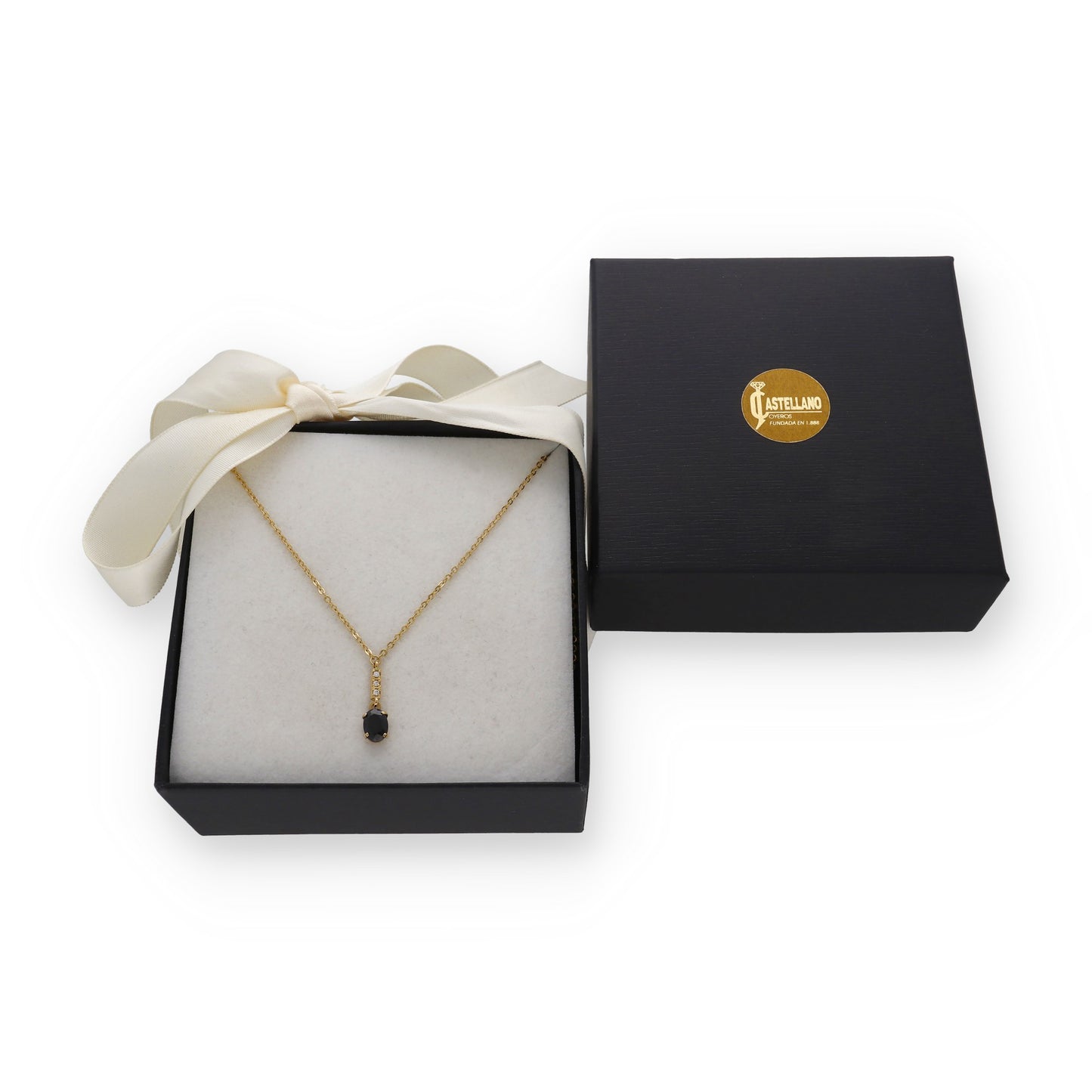 Collar con Colgante en Oro 18k con Diamantes y Zafiro Modelo Rosemarie
