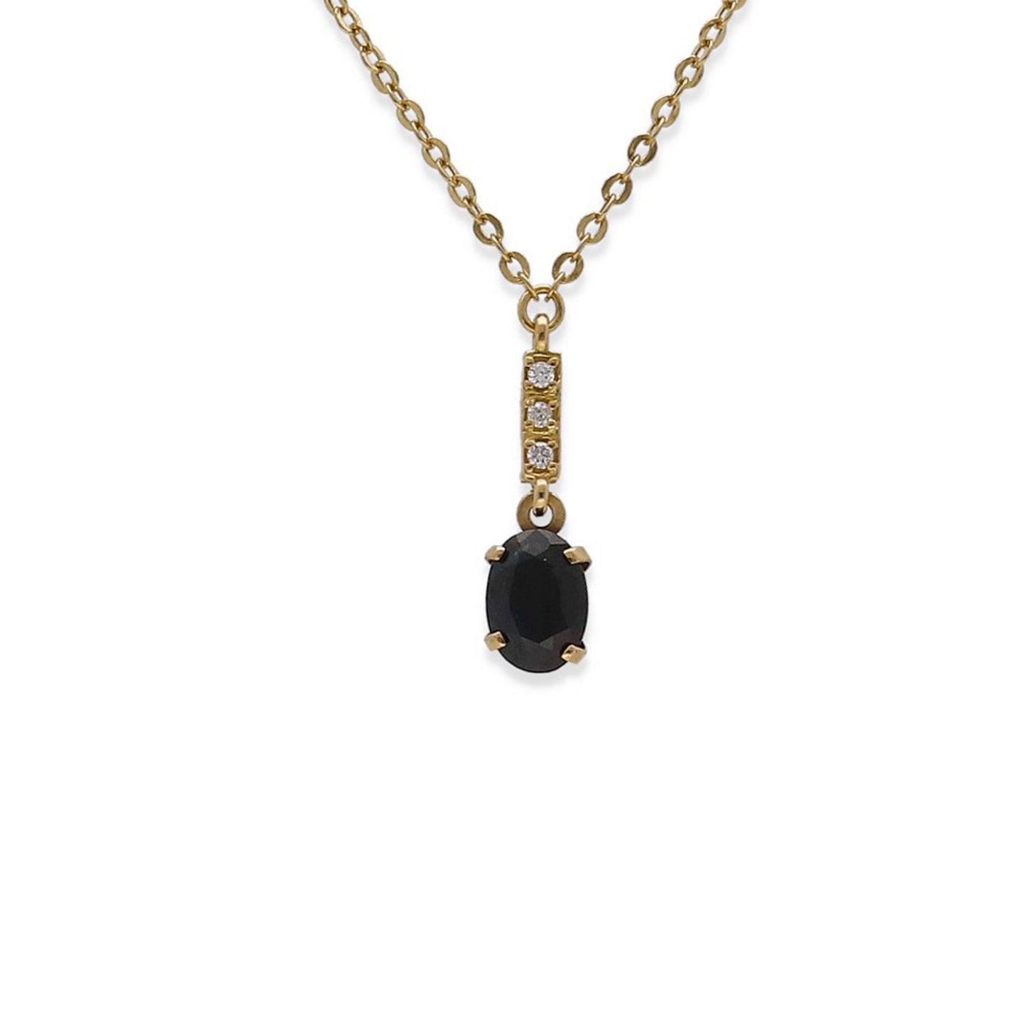Collar con Colgante en Oro 18k con Diamantes y Zafiro Modelo Rosemarie