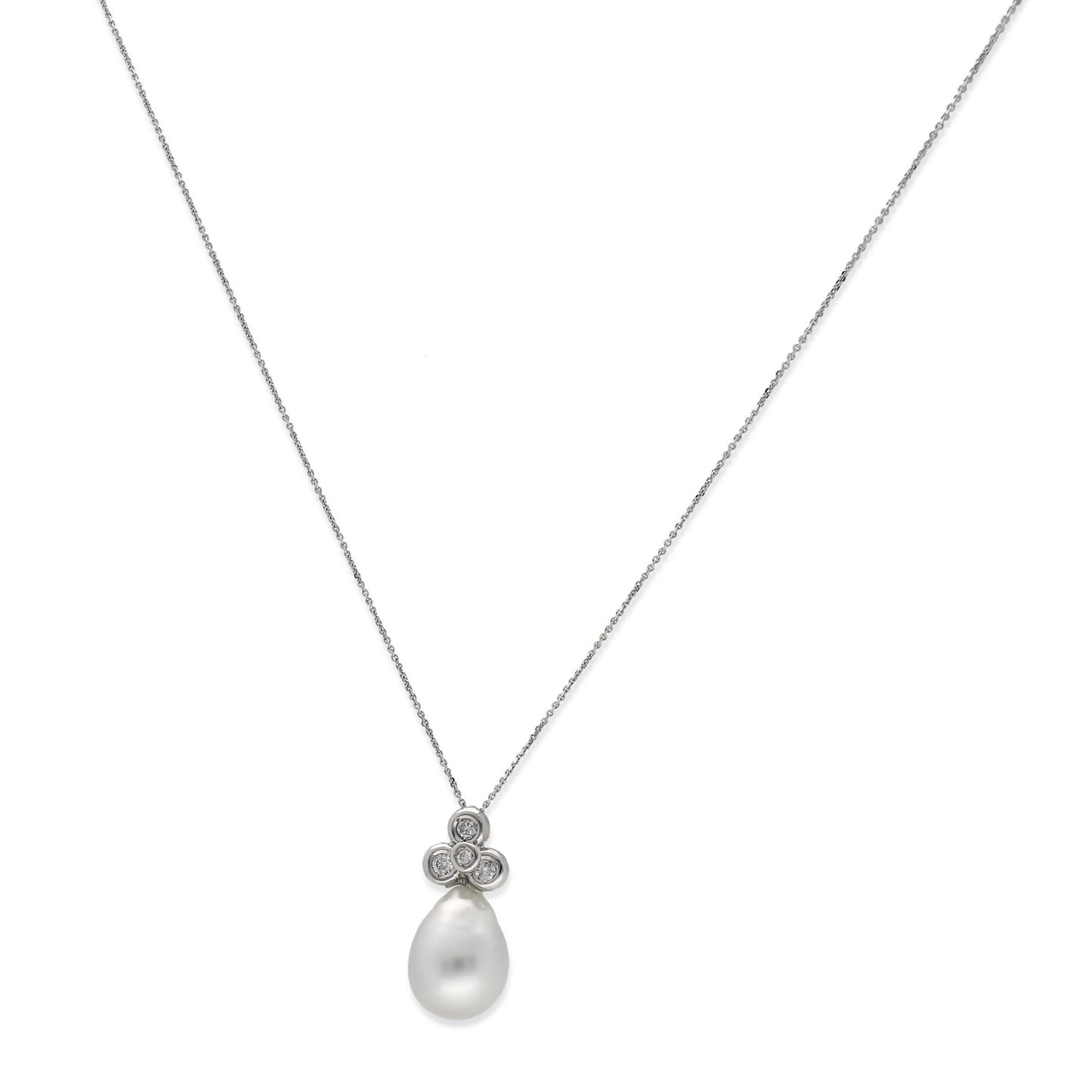 Collar con Colgante Nia de Oro Blanco 18k con Diamantes y Perlas Australianas