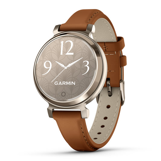 Reloj Garmin Lily 2 Classic Oro Crema con Correa de Cuero Marrón 010-02839-02