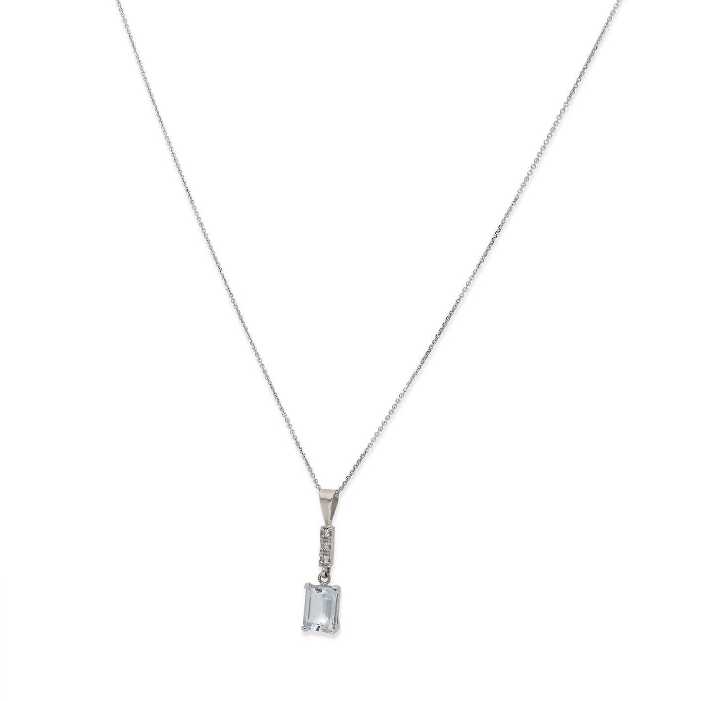Collar Estela en Oro Blanco 18k con Diamantes y Topacio