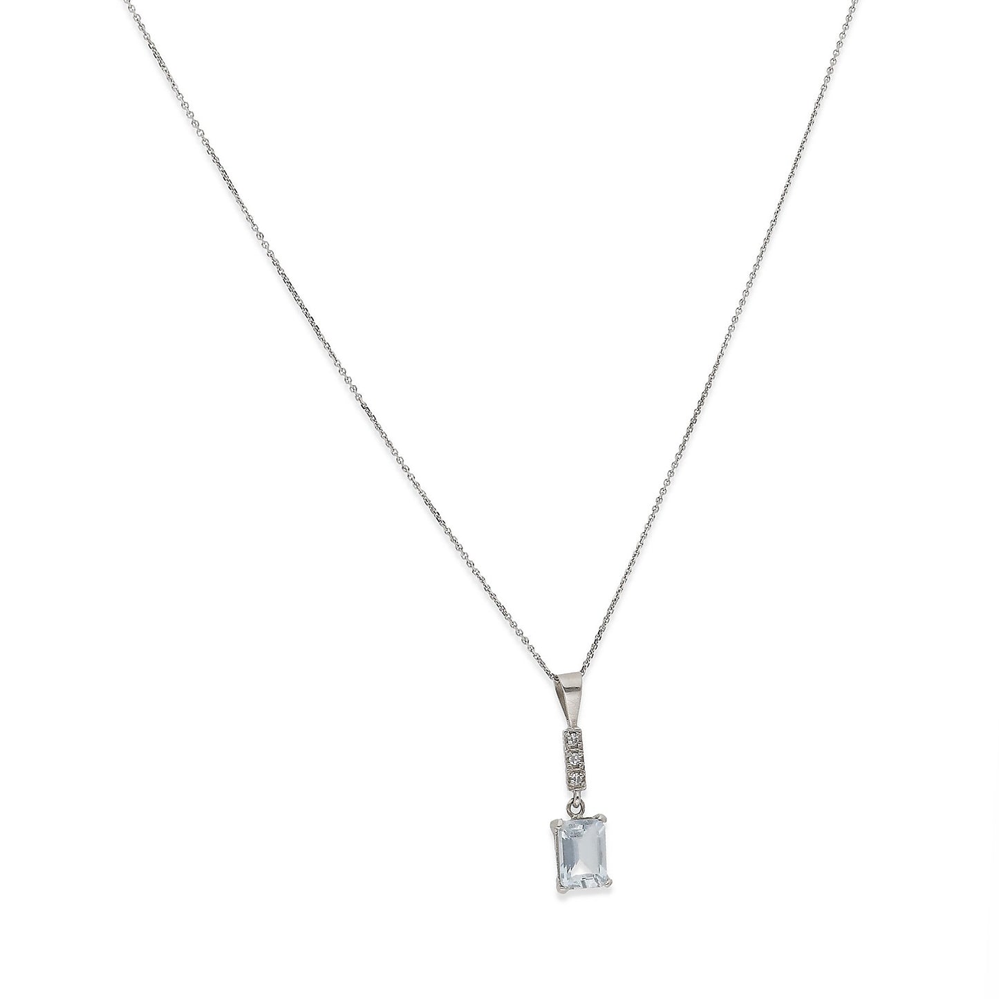 Collar Estela en Oro Blanco 18k con Diamantes y Topacio