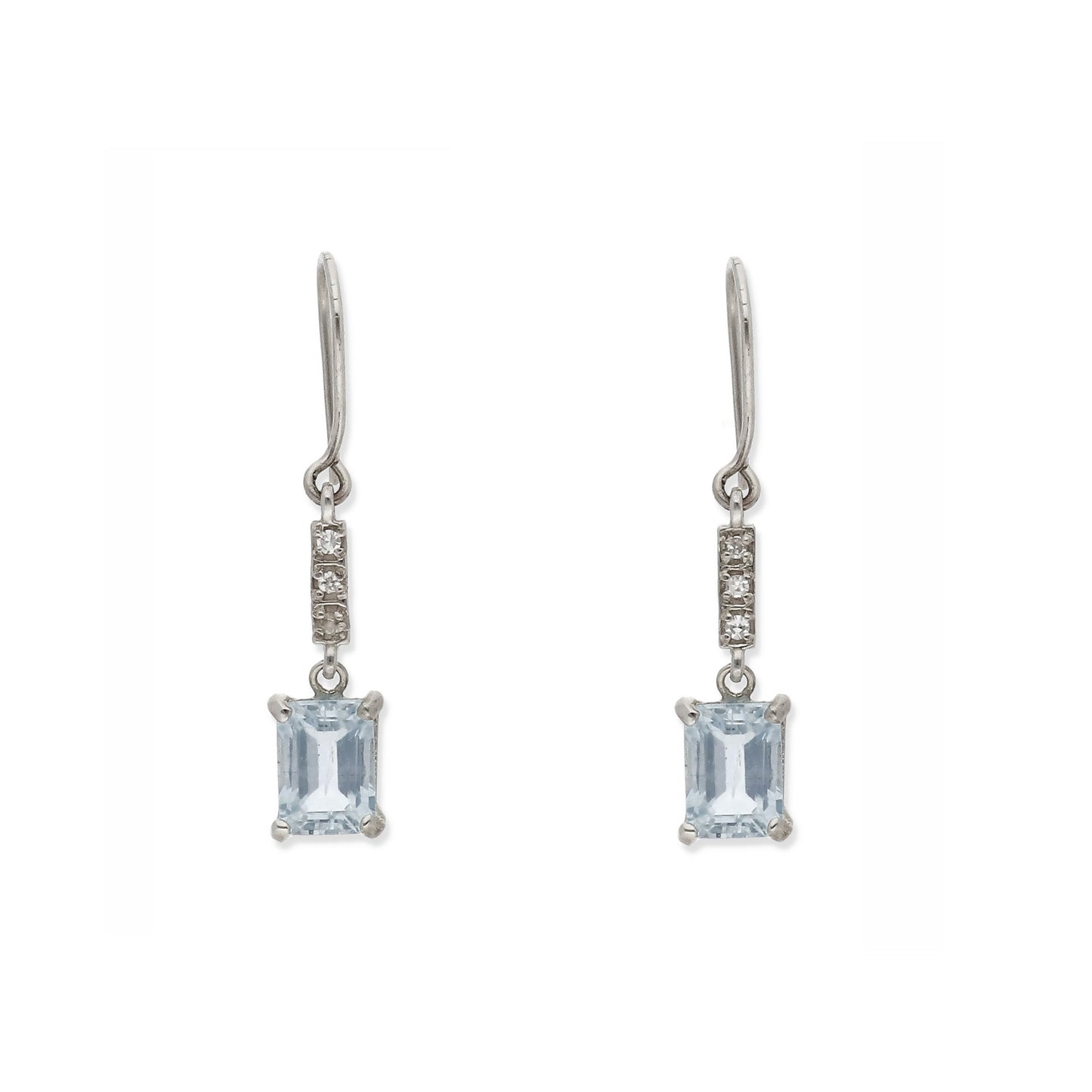 Pendientes Estela en Oro Blanco 18k con Diamantes y Topacios