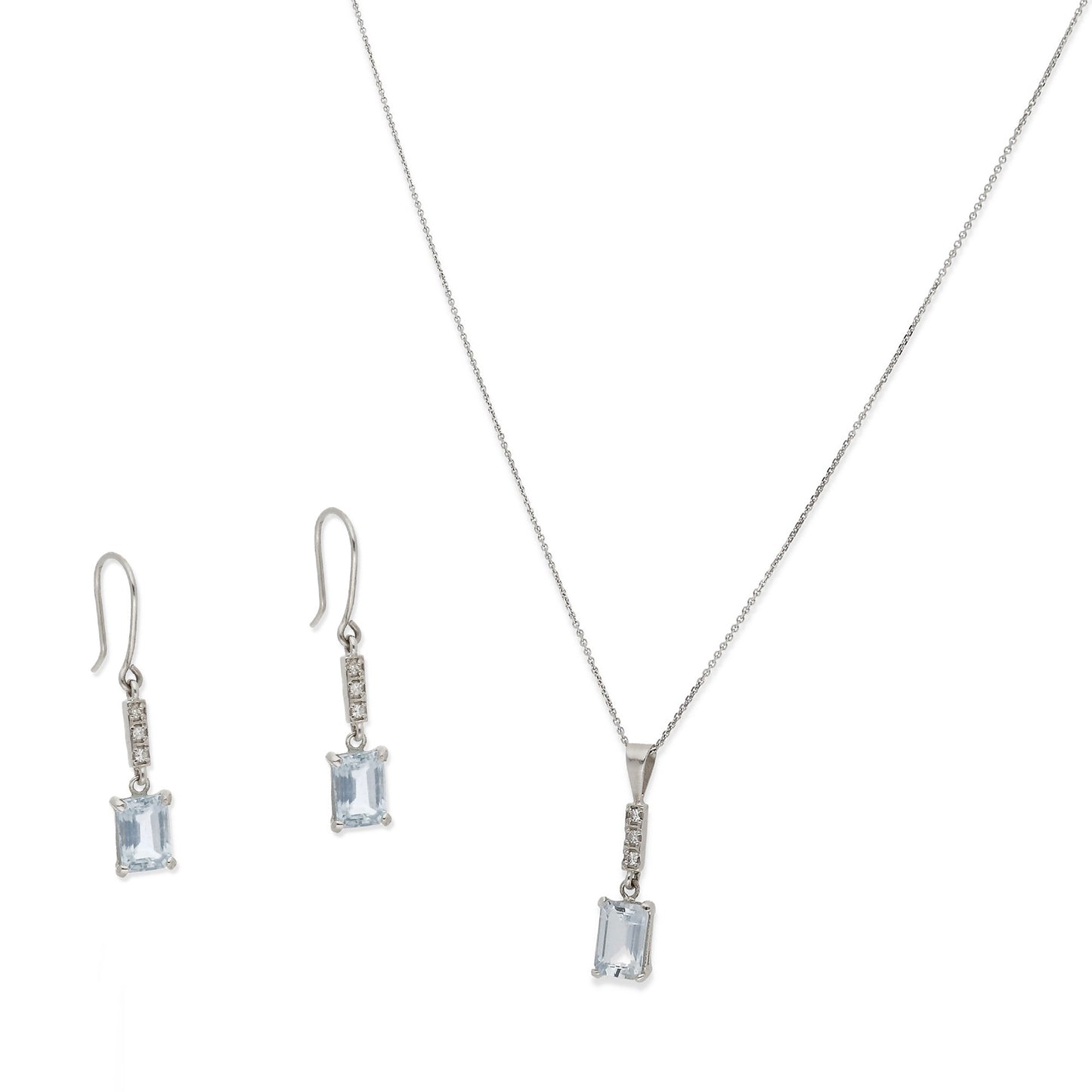 Pendientes Estela en Oro Blanco 18k con Diamantes y Topacios
