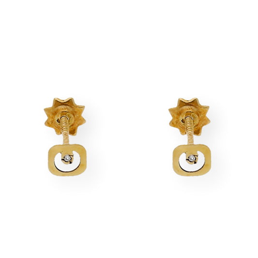 Pendientes Square bebé en Oro 18k y Diamante
