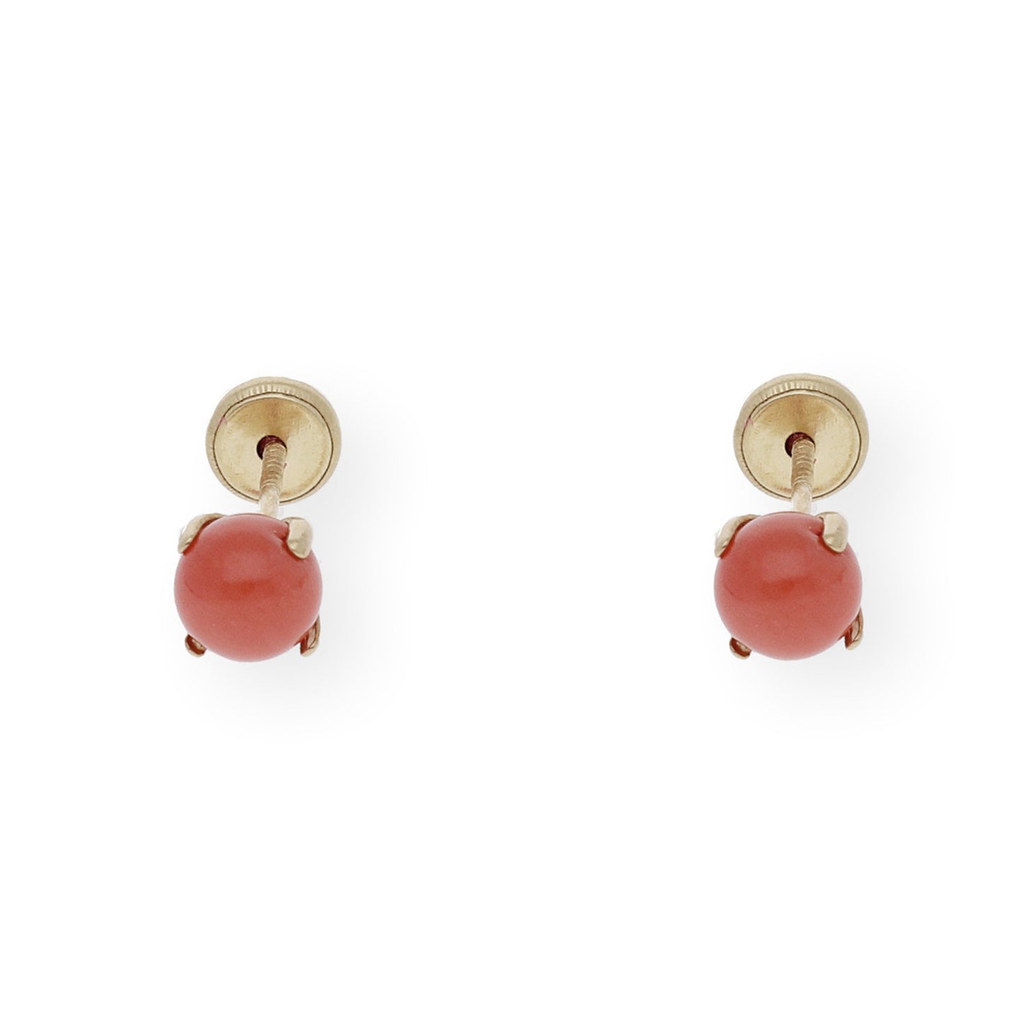 Pendientes Coral Bebé 4 mm Patilla en Oro 18k