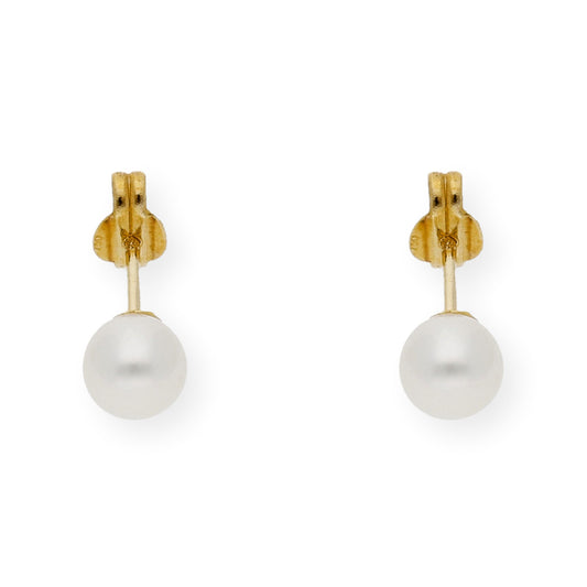 Pendientes Bebé Oro y Perlas Naturales de 5mm
