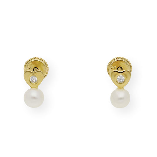PENDIENTES ERIS BEBÉ EN ORO 18K PERLAS Y CIRCONITA