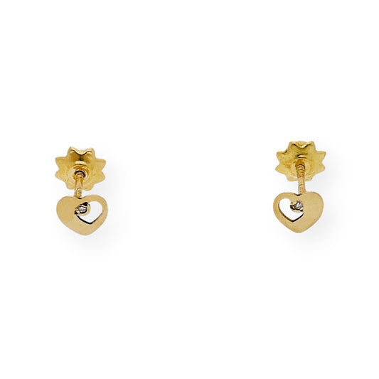 Pendientes bebé corazón Oro amarillo 18K y Diamantes