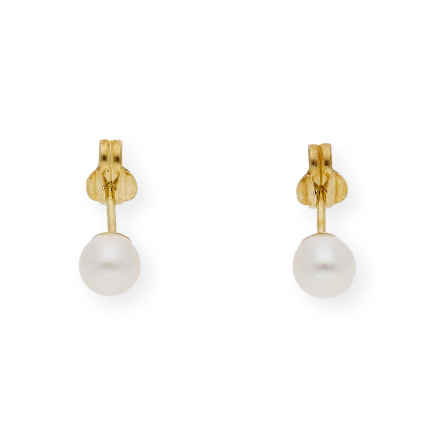 Pendientes Bebé Oro y Perlas Blancas Naturales de 4,50mm