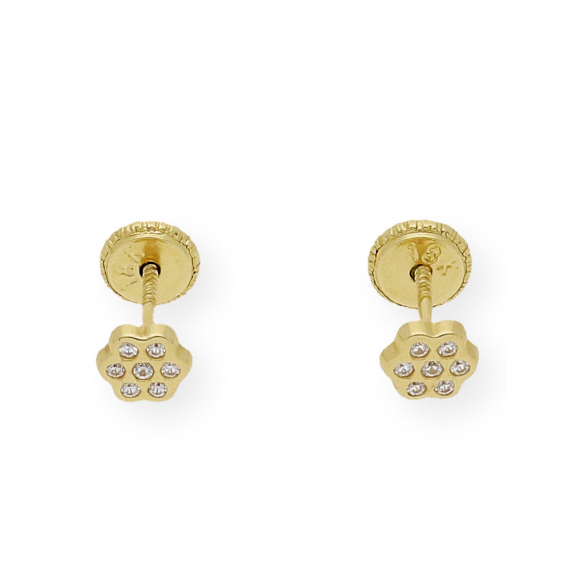 Pendientes bebé flor Oro amarillo 18K y circonitas