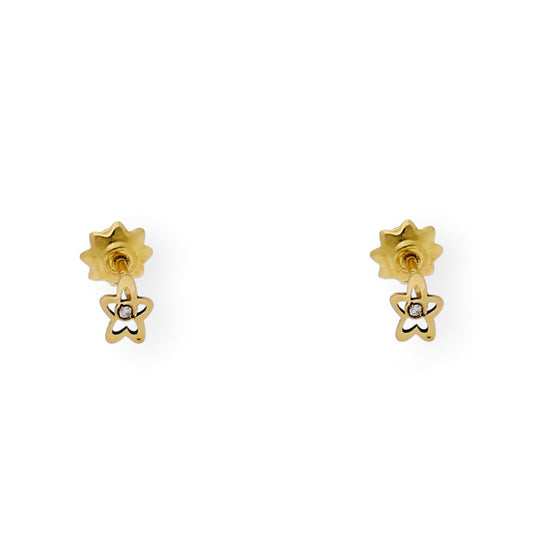 Pendientes bebé estrella Oro amarillo 18K y Diamantes