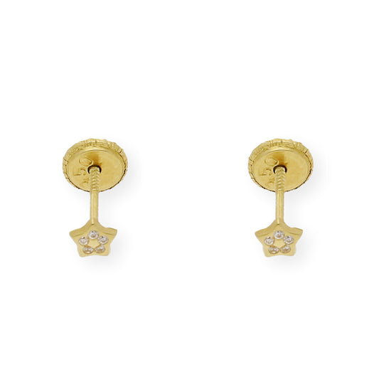 Pendientes bebé estrella con circonitas Oro amarillo 18K