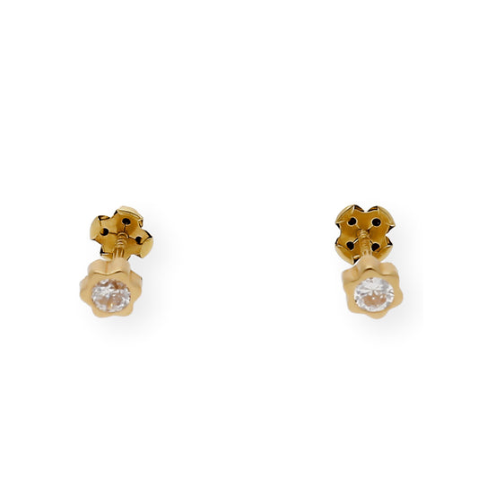 Pendientes Bebé Flor Oro y Circonitas