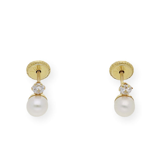 Pendientes Bebé Oro con Perlas de 4.20 mm y circonita