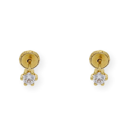 Pendientes de oro amarillo 3.00 mm de seis patillas circonitas