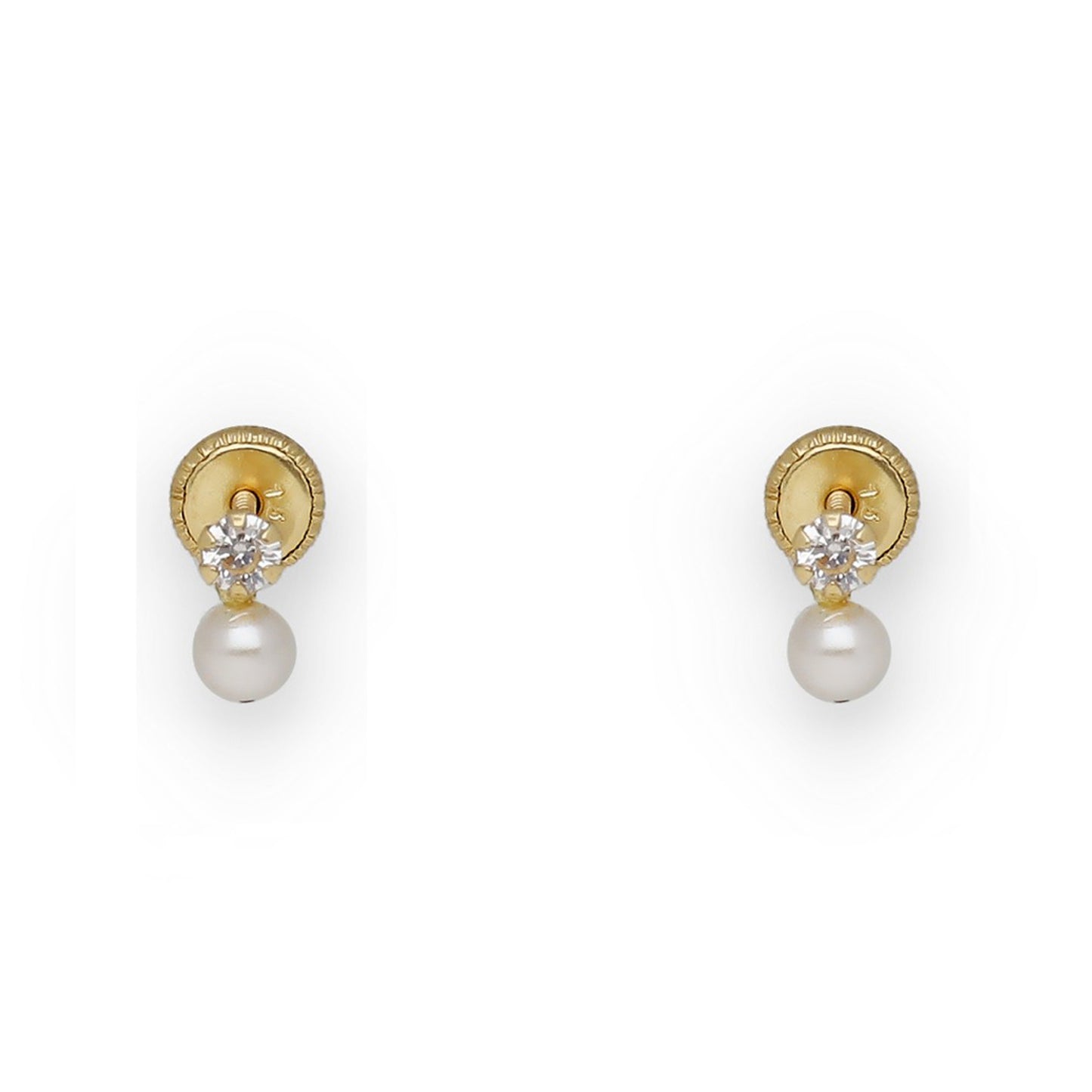 Pendientes Ari bebé en Oro 18k con Perlas y Circonitas