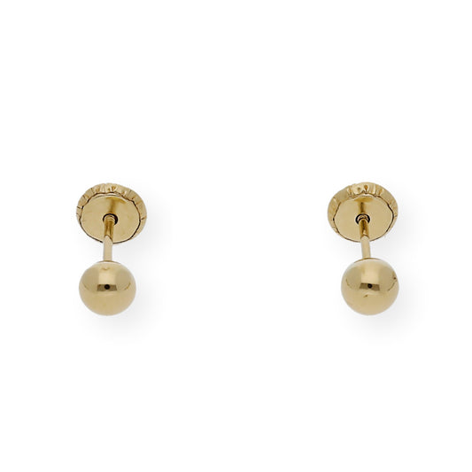 Pendientes Bebé Oro 18k Diseño Bolas 4mm
