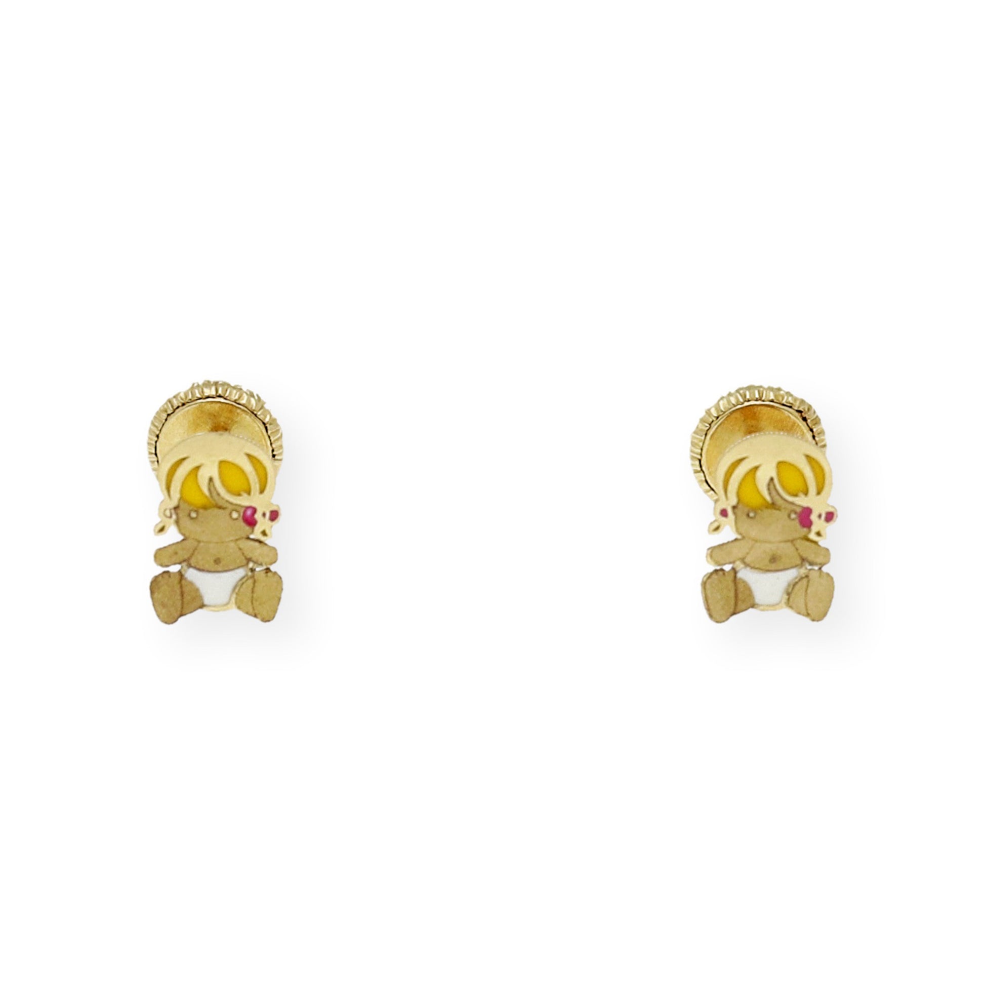 Pendientes Bebé niña Oro 18k Esmaltado