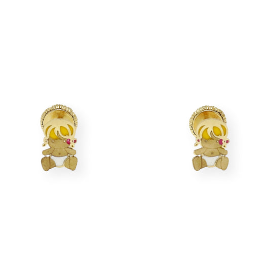 Pendientes Bebé niña Oro 18k Esmaltado