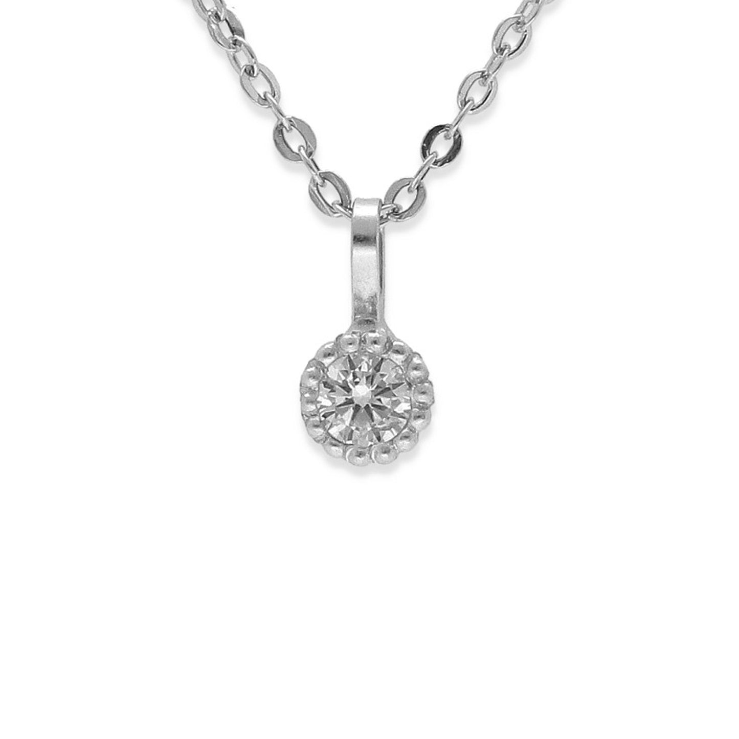 Collar con Colgante Milán en Oro Blanco 18K con Diamante Central