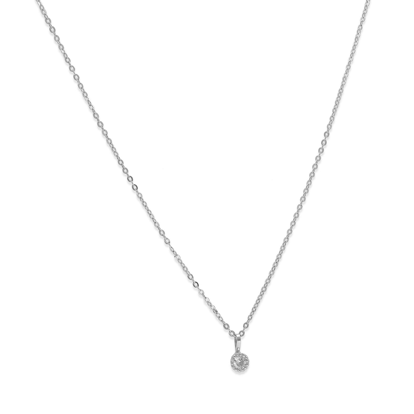 Collar con Colgante Milán en Oro Blanco 18K con Diamante Central