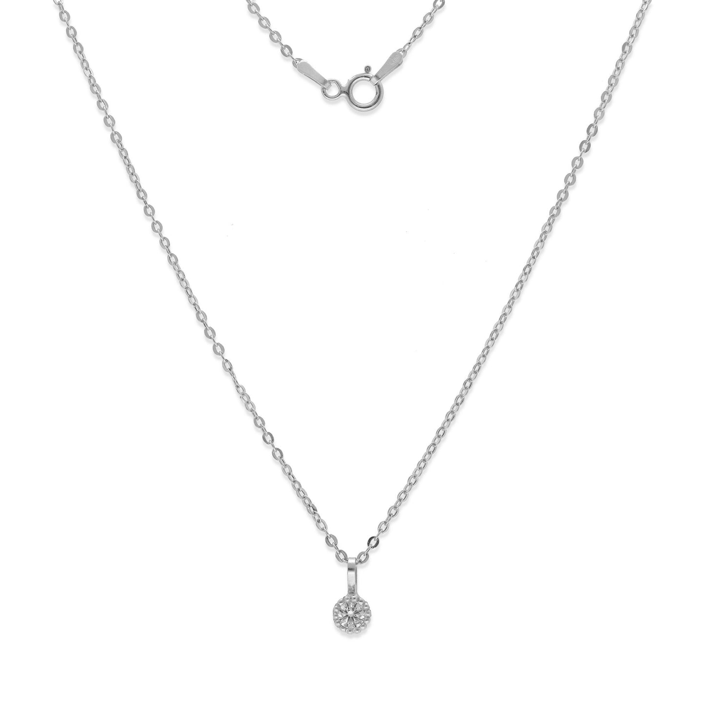 Collar con Colgante Milán en Oro Blanco 18K con Diamante Central