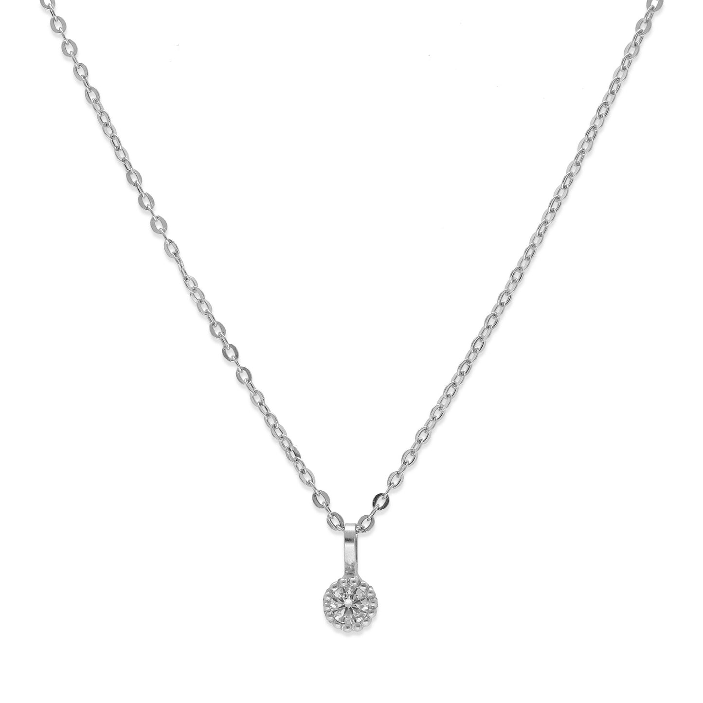 Collar con Colgante Milán en Oro Blanco 18K con Diamante Central