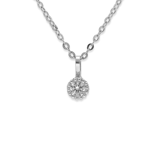Collar con Colgante Milán en Oro Blanco 18K con Diamante Central