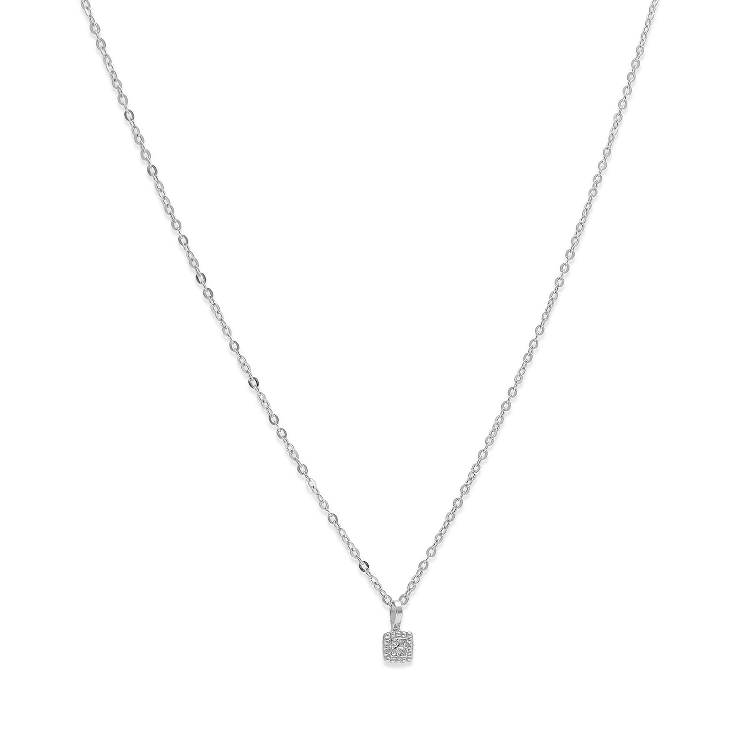 Collar con Colgante de Oro Blanco 18k y Diamante Central Modelo Firenze