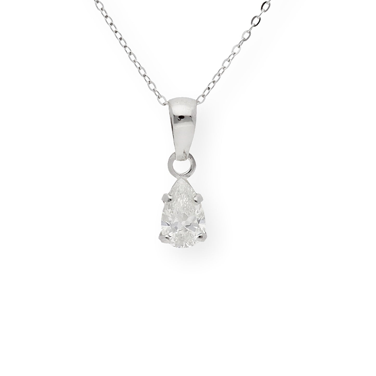 Collar con Colgante Marian con Diamante Talla Pera y Oro Blanco 18k