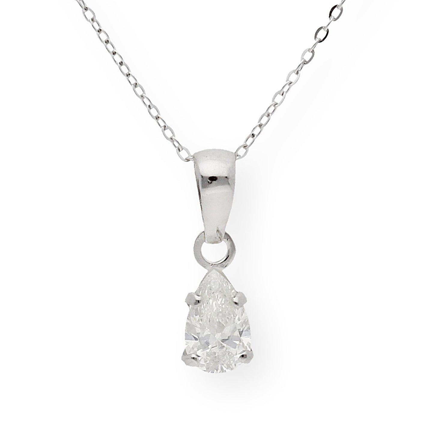 Collar con Colgante Marian con Diamante Talla Pera y Oro Blanco 18k