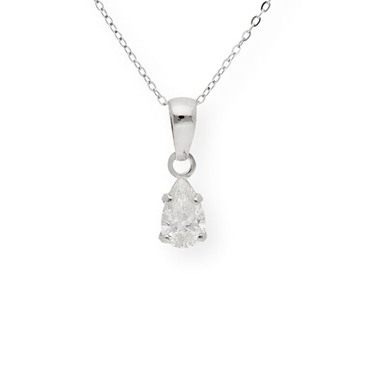 Collar con Colgante Diane con Diamante Talla Pera y Oro Blanco 18k