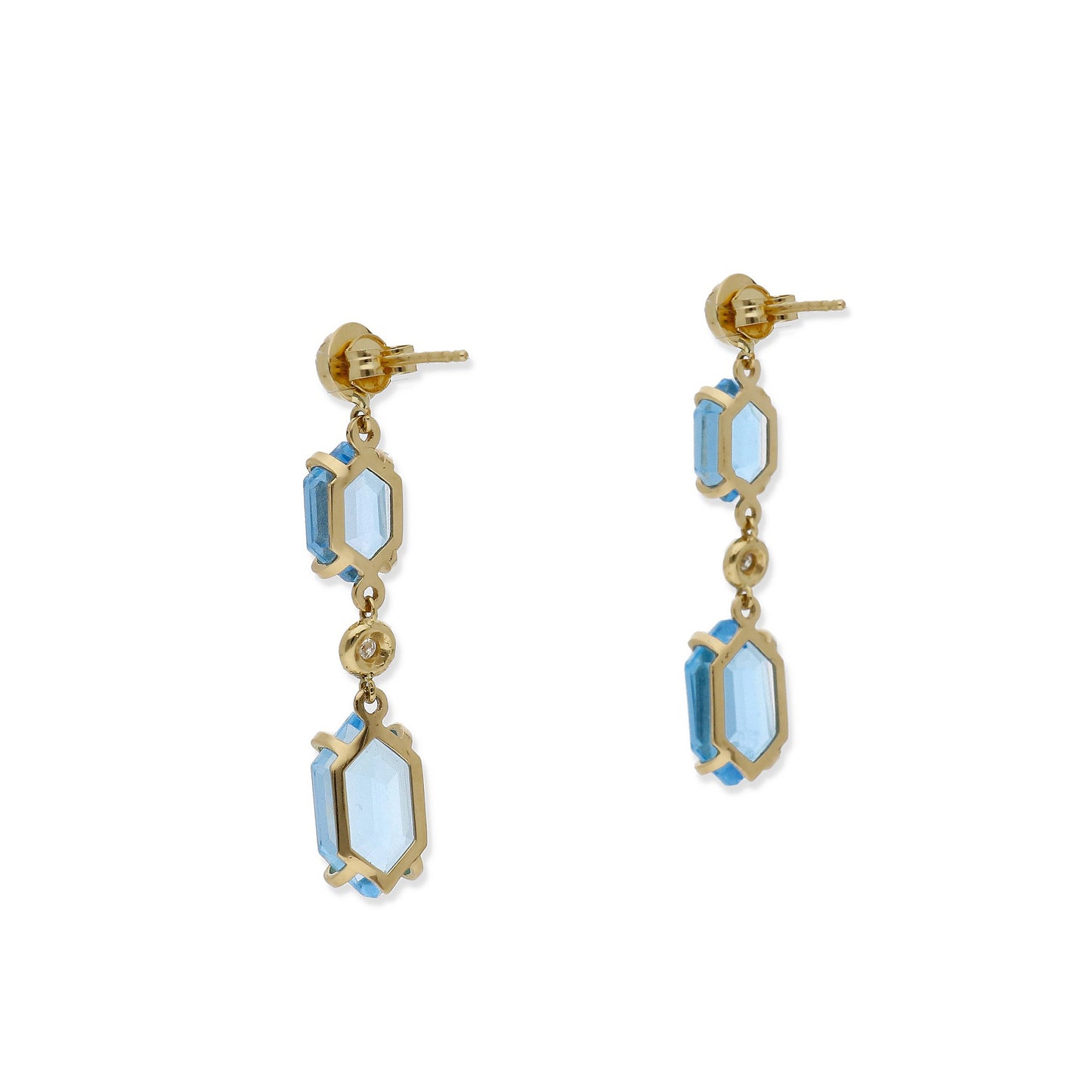 Pendientes Fantasía con Topacios Azules y Diamantes en Oro 18k
