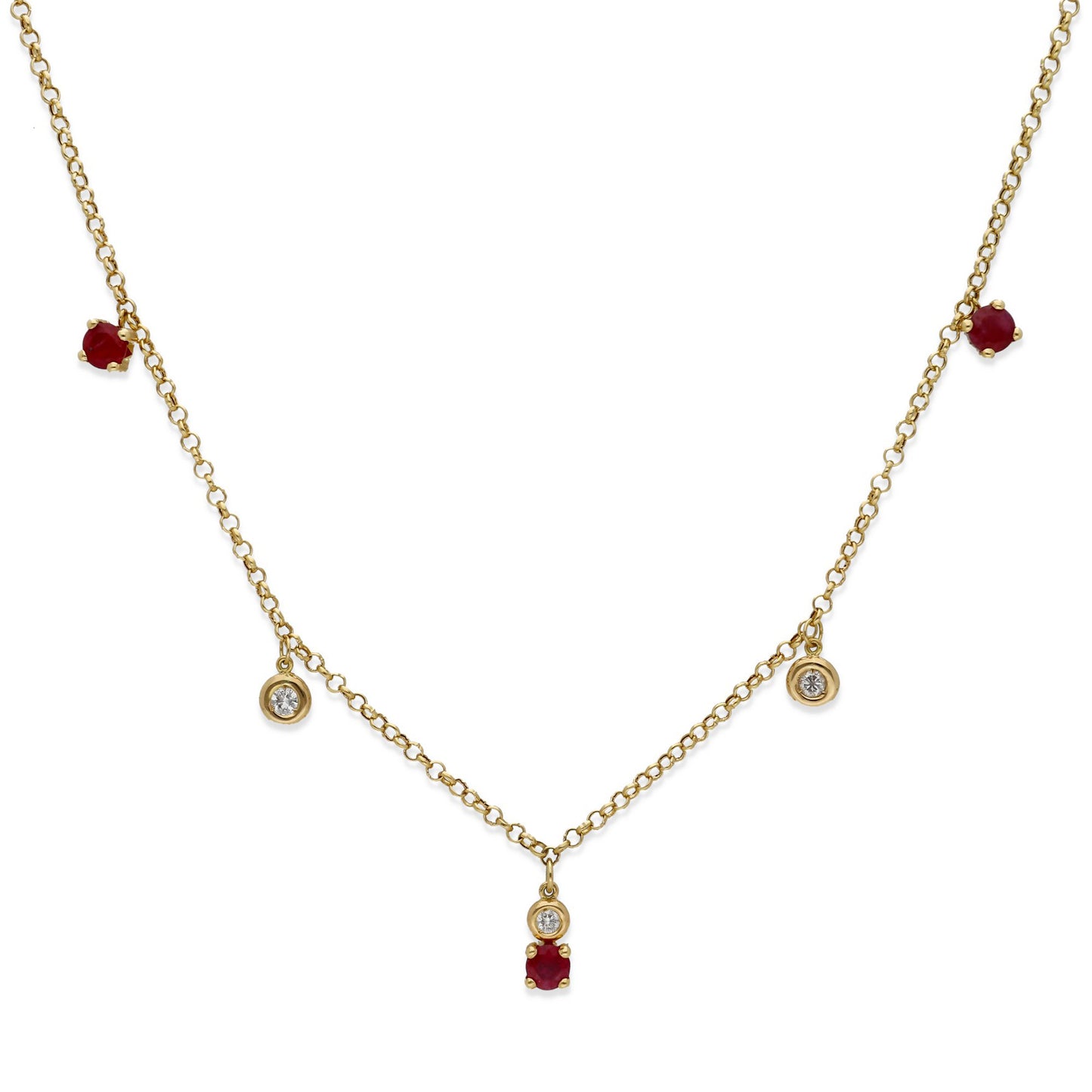 Collar Éire en Oro 18k con Rubíes y Diamantes Naturales