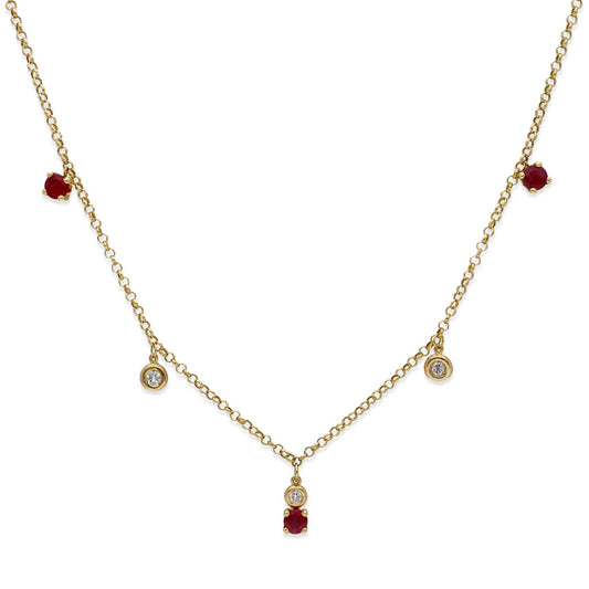 Collar Éire en Oro 18k con Rubíes y Diamantes Naturales