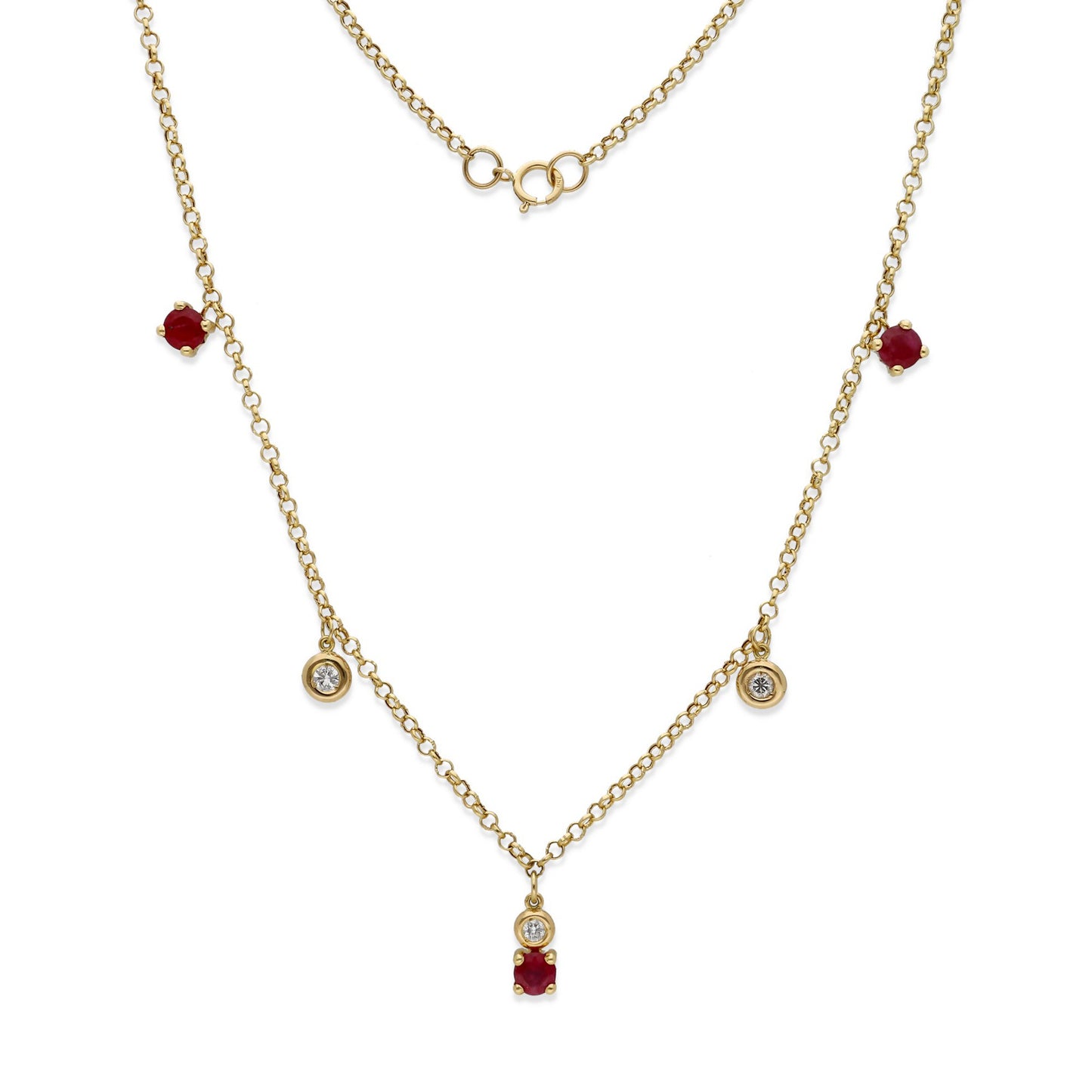 Collar Éire en Oro 18k con Rubíes y Diamantes Naturales