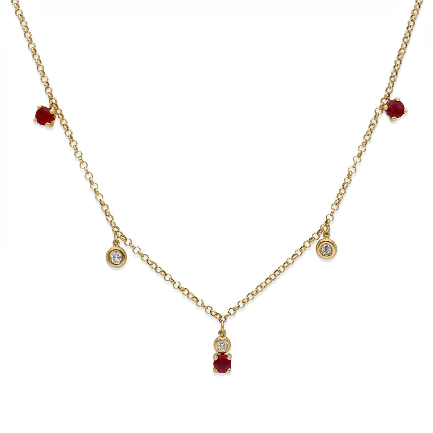 Collar Éire en Oro 18k con Rubíes y Diamantes Naturales