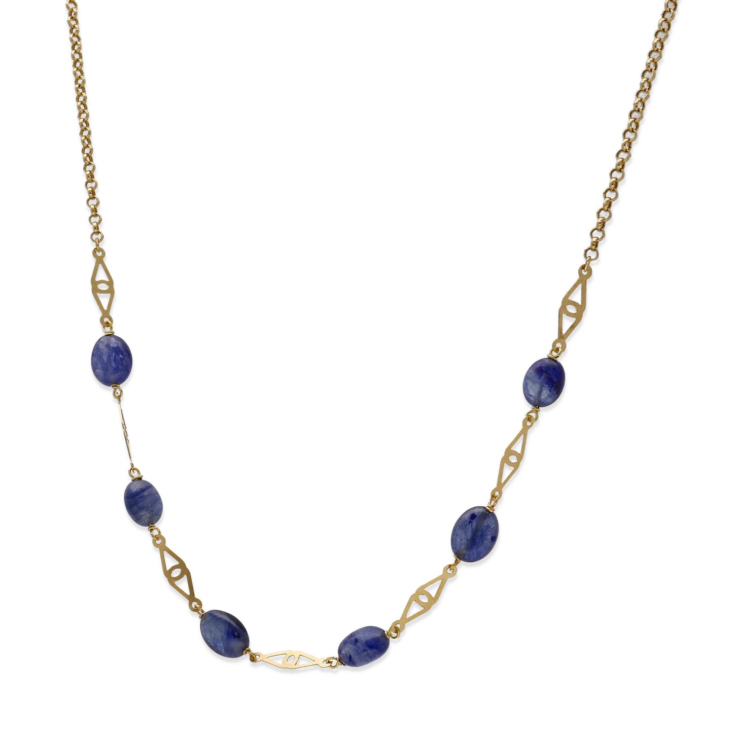 Collar Genoveva en Oro 18k y Zafiros Ovales